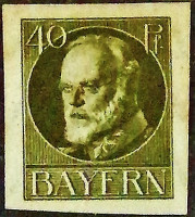 Марка почтовая (40 pf.). "Король Людвиг III". 1920 год, Бавария.