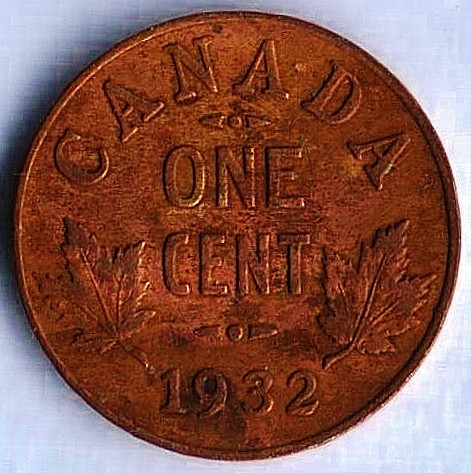 Монета 1 цент. 1932 год, Канада.