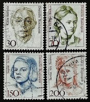 Набор почтовых марок (4 шт.). "Женщины в немецкой истории". 1991 год, ФРГ.