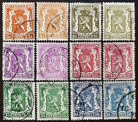 Набор почтовых марок (12 шт.). "Маленький герб". 1936 годы, Бельгия.