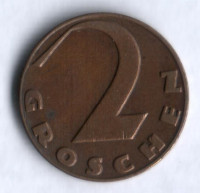 Монета 2 гроша. 1929 год, Австрия.