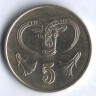 Монета 5 центов. 1988 год, Кипр.