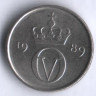 Монета 10 эре. 1989 год, Норвегия.