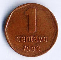 Монета 1 сентаво. 1998 год, Аргентина.