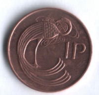 Монета 1 пенни. 1988 год, Ирландия.