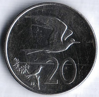 Монета 20 центов. 2015 год, Острова Кука.