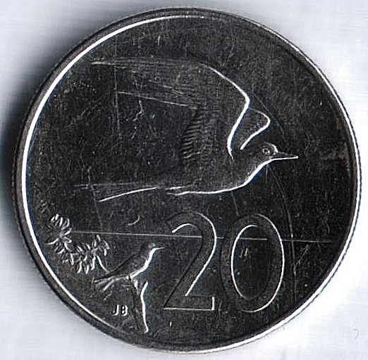 Монета 20 центов. 2015 год, Острова Кука.