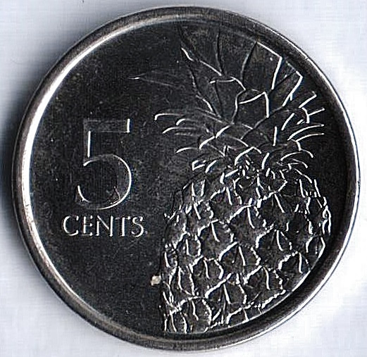 Монета 5 центов. 2016 год, Багамские острова.