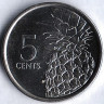 Монета 5 центов. 2016 год, Багамские острова.