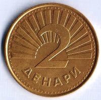 Монета 2 денара. 2006 год, Македония.