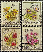 Набор почтовых марок (4 шт.). "Охрана природы: Цветы". 1991 год, Чехословакия.