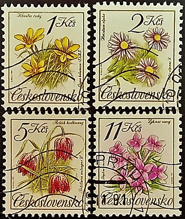 Набор почтовых марок (4 шт.). "Охрана природы: Цветы". 1991 год, Чехословакия. Набор почтовых марок (4 шт.). "Охрана природы: Цветы". 1991 год, Чехословакия.