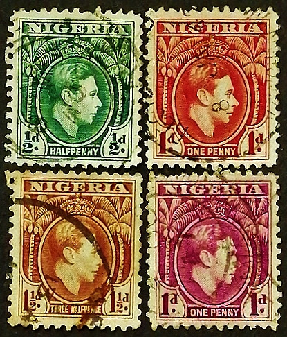 Набор почтовых марок (4 шт.). "Король Георг VI". 1938-1950 годы, Нигерия.