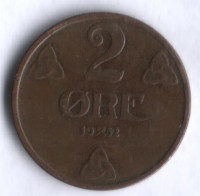 Монета 2 эре. 1952 год, Норвегия.