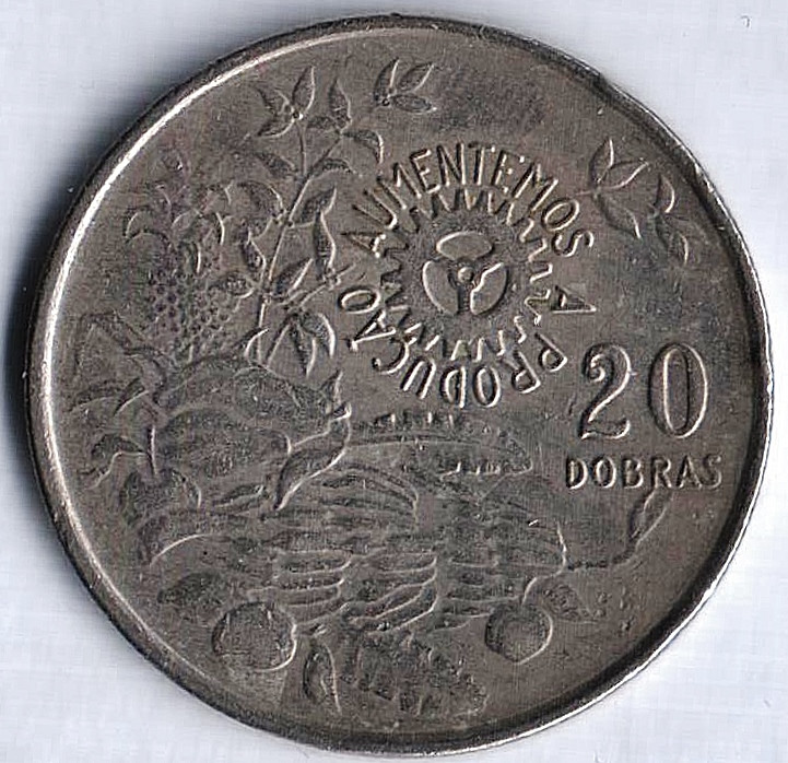Монета 20 добр. 1977 год, Сан-Томе и Принсипи.