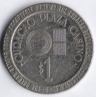 Игровой жетон 1 доллар. 1980 год, Казино "CURACAO PLAZA".