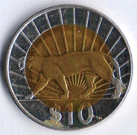 Монета 10 песо. 2014 год, Уругвай.