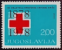 Марка почтовая. "Красный крест". 1978 год, Югославия.