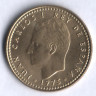 Монета 1 песета. 1975(80) год, Испания.