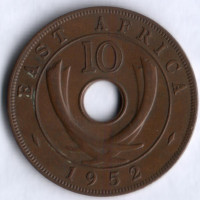 Монета 10 центов. 1952 год, Британская Восточная Африка.