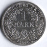 Монета 1 марка. 1876 год (A), Германская империя.