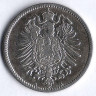 Монета 1 марка. 1876 год (A), Германская империя.