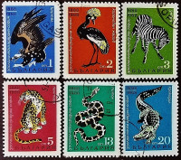Набор почтовых марок (6 шт.). "80-летие Софийского зоопарка". 1968 год, Болгария.