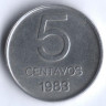 Монета 5 сентаво. 1983 год, Аргентина.