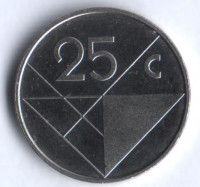 Монета 25 центов. 1996 год, Аруба.