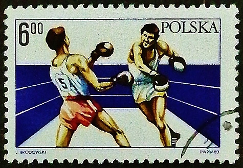 Почтовая марка. "60-летие Союза боксеров Польши". 1983 год, Польша.