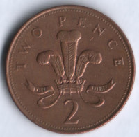 Монета 2 пенса. 1997 год, Великобритания.