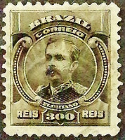 Почтовая марка (300 r.). "Флориано Пейшото". 1906 год, Бразилия.
