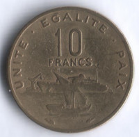 Монета 10 франков. 1977 год, Джибути.