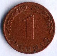 Монета 1 пфенниг. 1950(G) год, ФРГ.
