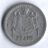 Монета 1 франк. 1943 год, Монако.