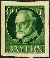 Марка почтовая (60 pf.). "Король Людвиг III". 1920 год, Бавария.