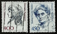 Набор почтовых марок (2 шт.). "Женщины в немецкой истории". 1992 год, ФРГ.