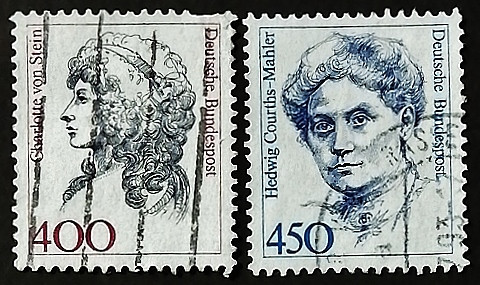 Набор почтовых марок (2 шт.). "Женщины в немецкой истории". 1992 год, ФРГ. Набор почтовых марок (2 шт.). "Женщины в немецкой истории". 1992 год, ФРГ.