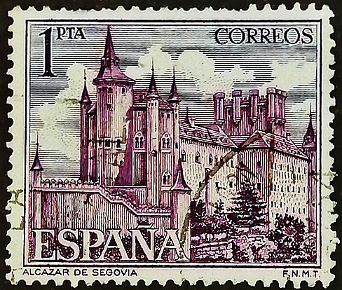 Почтовая марка. "Крепость Алькасар, Сеговия". 1964 год, Испания. Почтовая марка. "Крепость Алькасар, Сеговия". 1964 год, Испания.