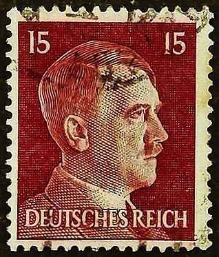 Почтовая марка (15 rpf.). "Адольф Гитлер". 1941 год, Германский рейх.