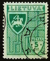 Почтовая марка. "Государственный герб". 1936 год, Литва.