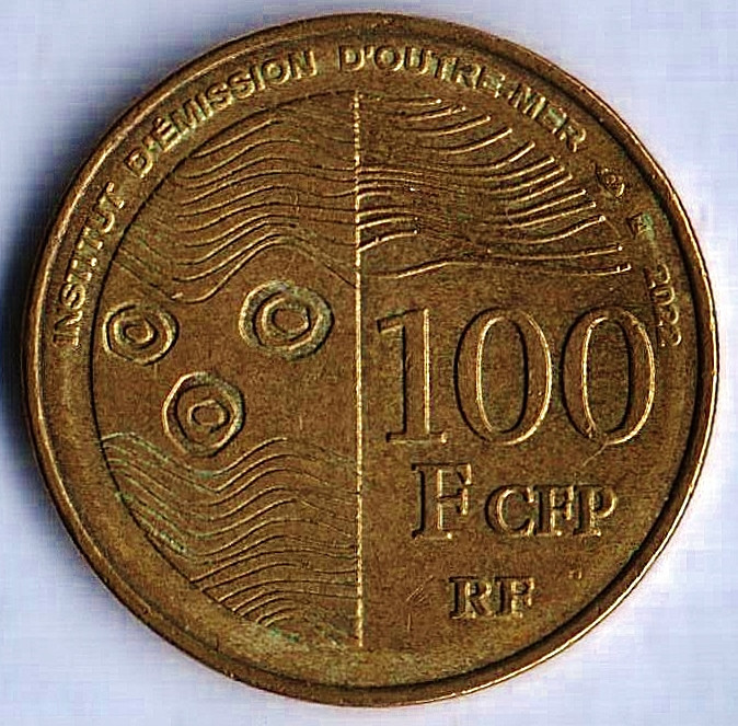 Монета 100 франков. 2022 год, Французские Тихоокеанские Территории.