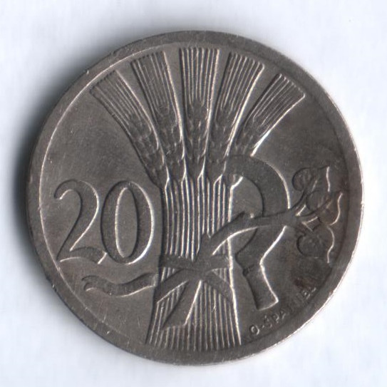 20 геллеров. 1925 год, Чехословакия.
