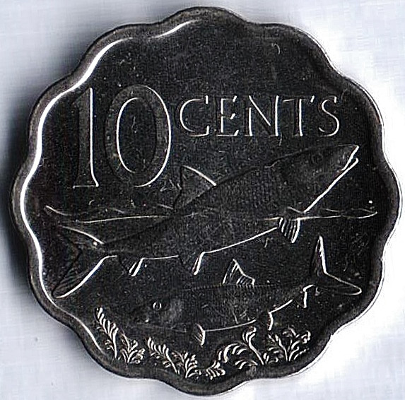 Монета 10 центов. 2016 год, Багамские острова.