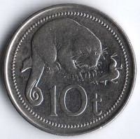 Монета 10 тойа. 2014 год, Папуа-Новая Гвинея.