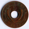 Монета 5 центов. 1925 год, Британская Восточная Африка.