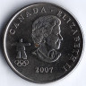 Монета 25 центов. 2007 год, Канада. Ванкувер 2010, кёрлинг.