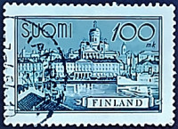 Почтовая марка (100 m.). "Гавань Хельсинки". 1942 год, Финляндия.