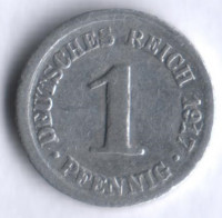 Монета 1 пфенниг. 1917 год (D), Германская империя.