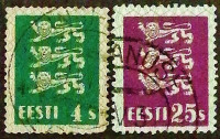 Набор марок (2 шт.). "Герб". 1929 год, Эстония.